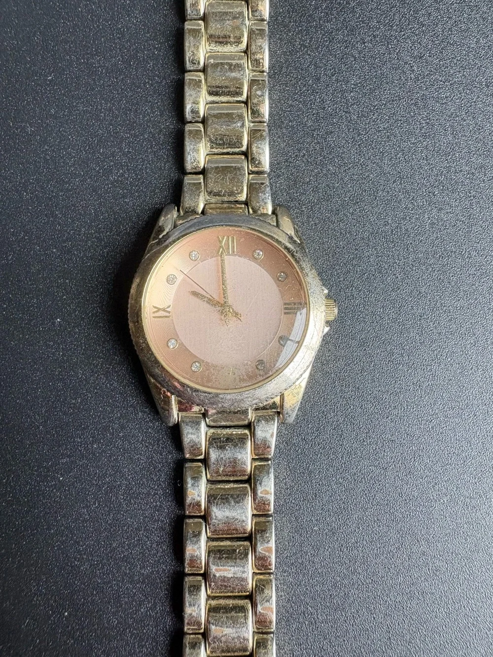 Gold-Tone Pink Dial Women's Bracelet Watch